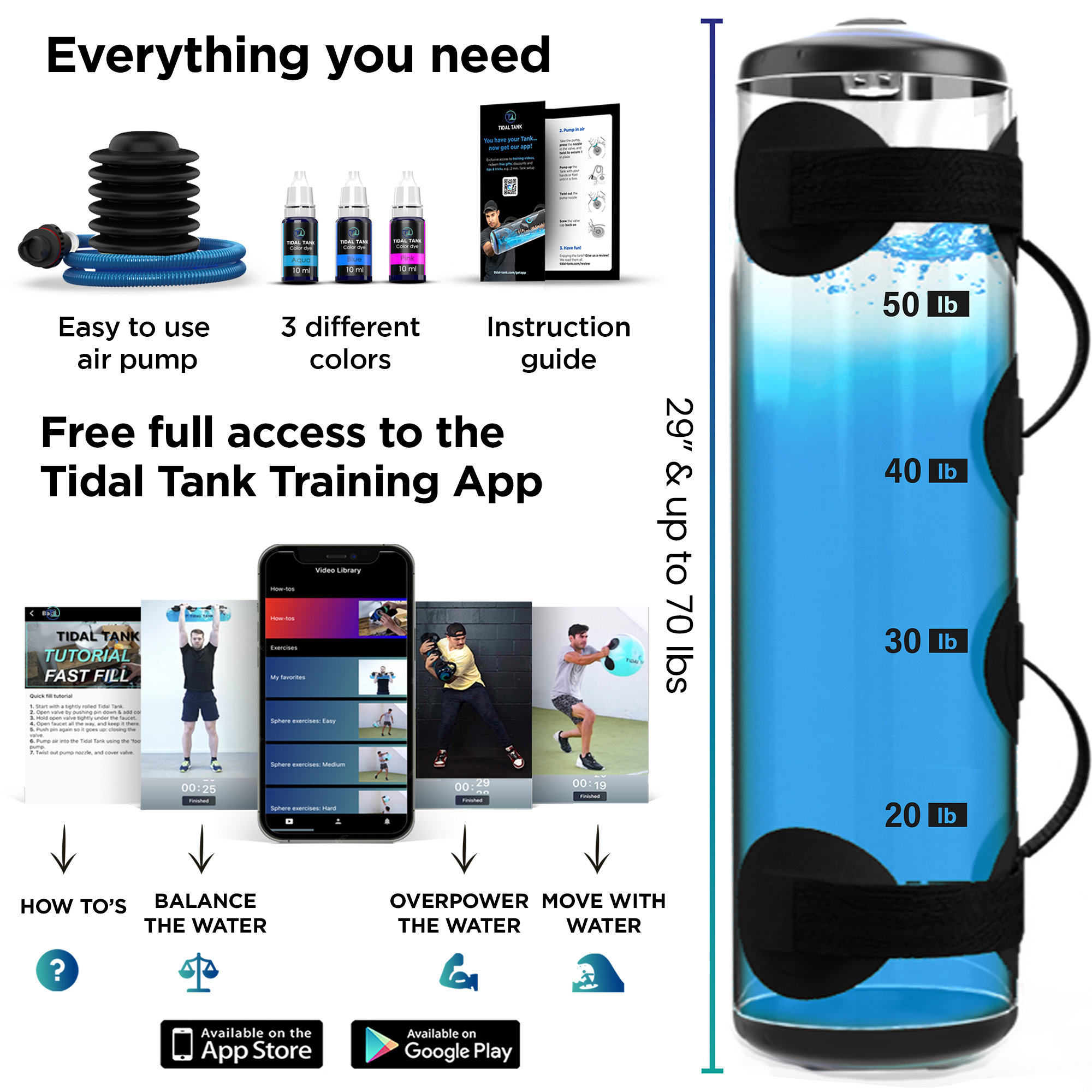 Tidal Tank Extra Large filled with water up to 36kg